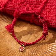Buddha Stones Red String Fu Character Flower Blessing Bracelet