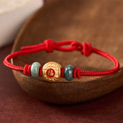 Buddha Stones Red String Fu Character Copper Luck Bracelet