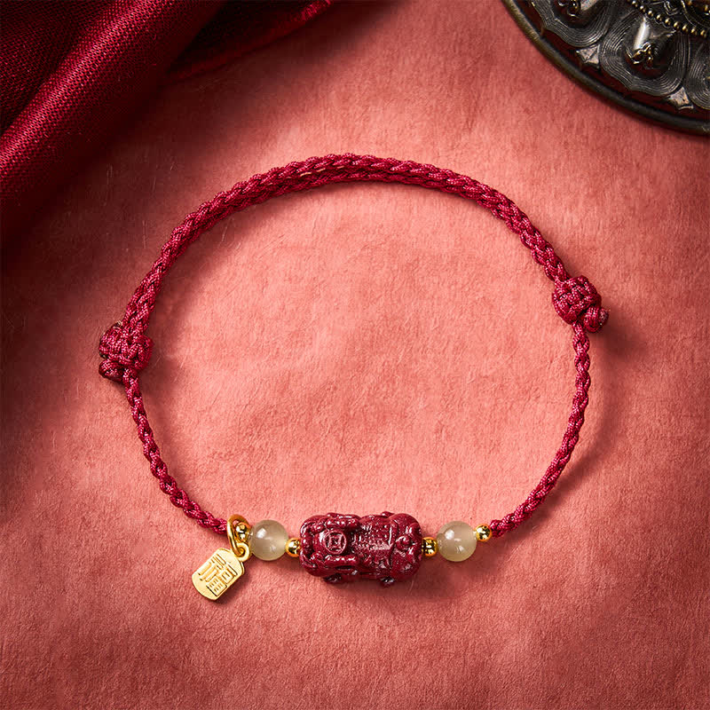 Buddha Stones Natural Cinnabar Pi Xiu Hetian Jade Luck Red String Bracelet