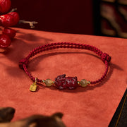 Buddha Stones Natural Cinnabar Pi Xiu Hetian Jade Luck Red String Bracelet