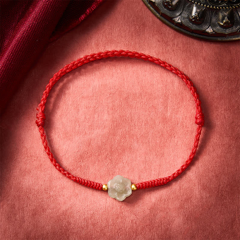 Buddha Stones Natural Hetian Jade Peach Blossom Love Bead Bracelet
