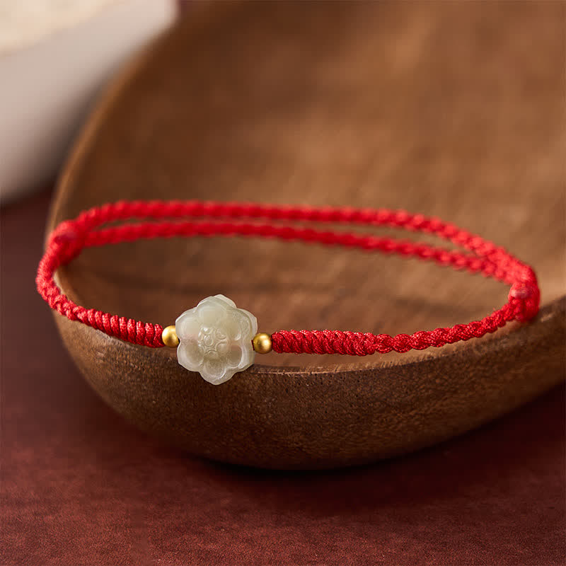 Buddha Stones Natural Hetian Jade Peach Blossom Love Bead Bracelet