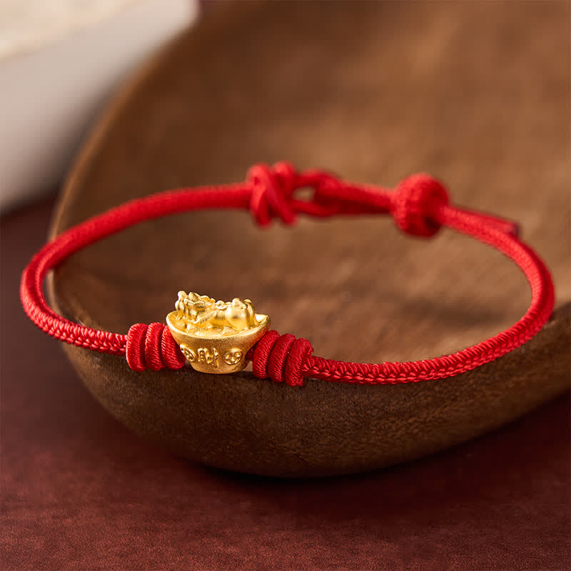 Buddha Stones Alloy Pi Xiu Red String Wealth Bracelet