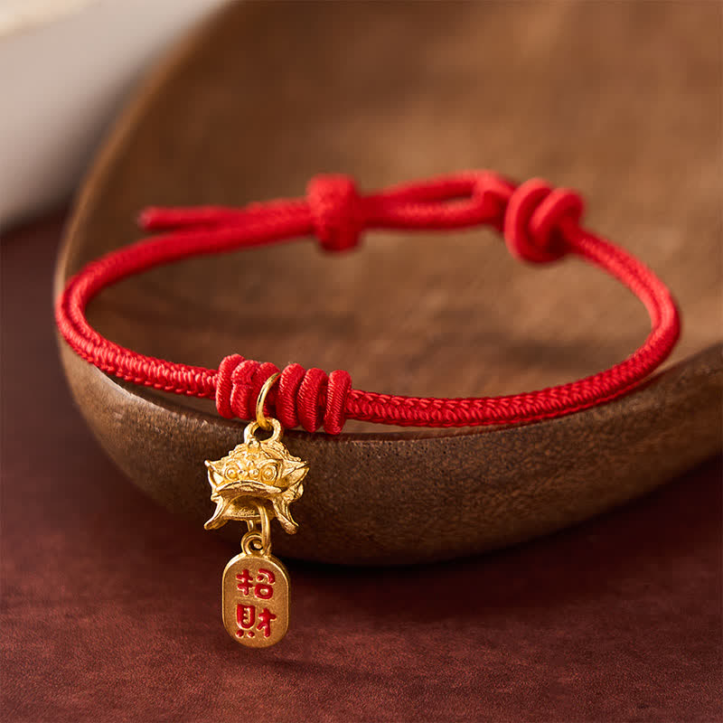 Buddha Stones Copper Pi Xiu Fu Character Red String Wealth Bracelet