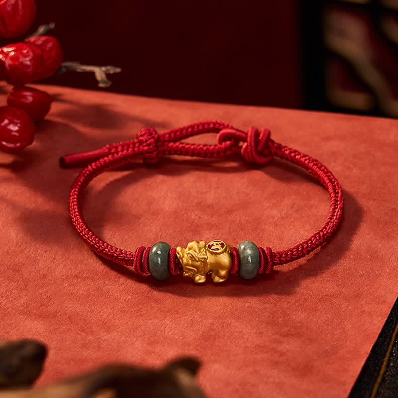 EverestArtstudios Alloy Pi Xiu Chinese Coin Red String Wealth Bracelet