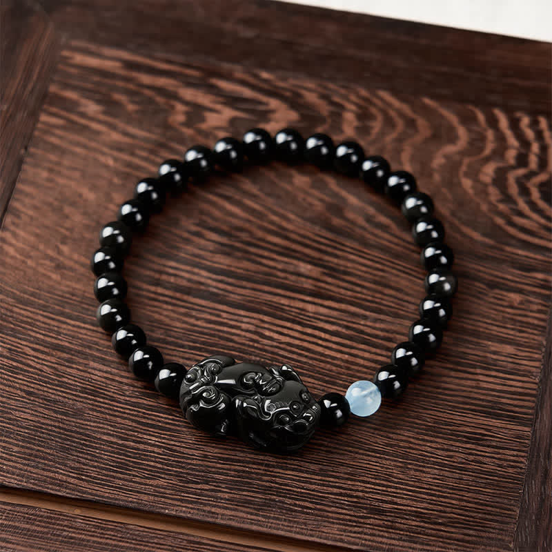 Buddha Stones Rainbow Obsidian Pi Xiu Bracelet for Wealth and Positive Transformation