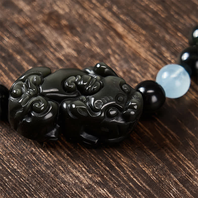 Buddha Stones Rainbow Obsidian Pi Xiu Bracelet for Wealth and Positive Transformation