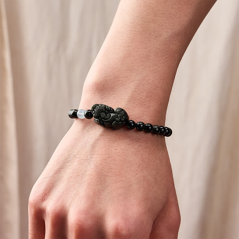 Buddha Stones Rainbow Obsidian Pi Xiu Bracelet for Wealth and Positive Transformation