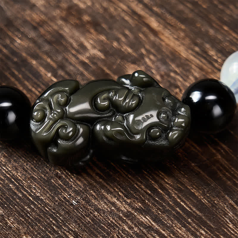 Buddha Stones Rainbow Obsidian Pi Xiu Bracelet for Wealth and Positive Transformation