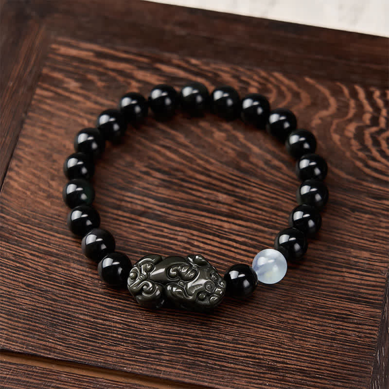 Buddha Stones Rainbow Obsidian Pi Xiu Bracelet for Wealth and Positive Transformation