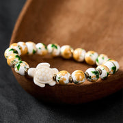 EverestArtStudios Natural White Turquoise Turtle Design Wealth Bracelet