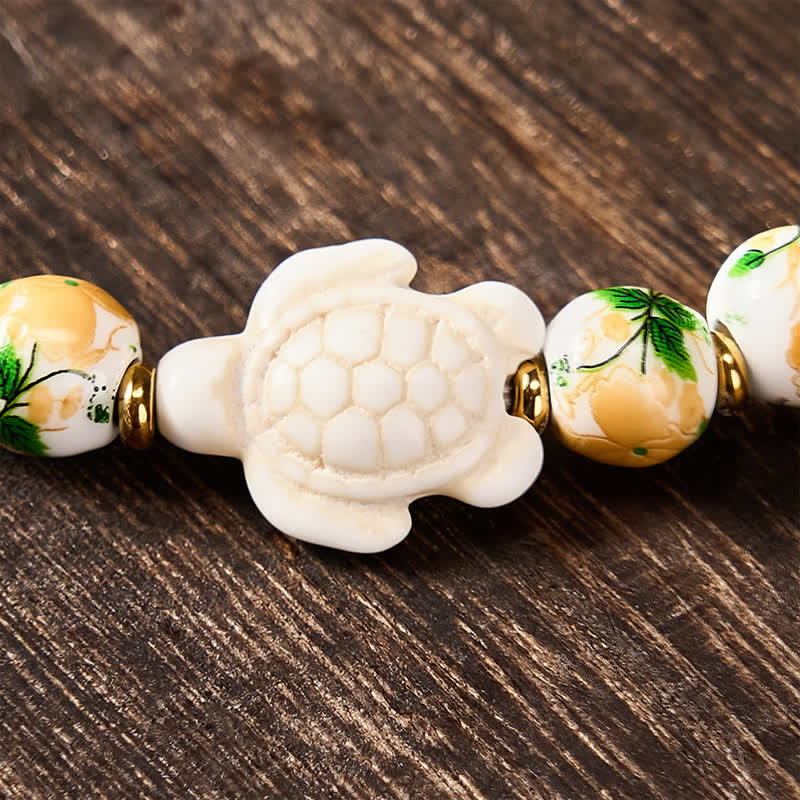 EverestArtStudios Natural White Turquoise Turtle Design Wealth Bracelet