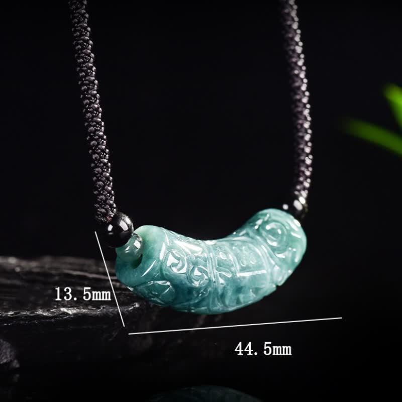 EverestArtstudios Jade Fu Character Engraved Curved Bar Luck and Blessing Necklace