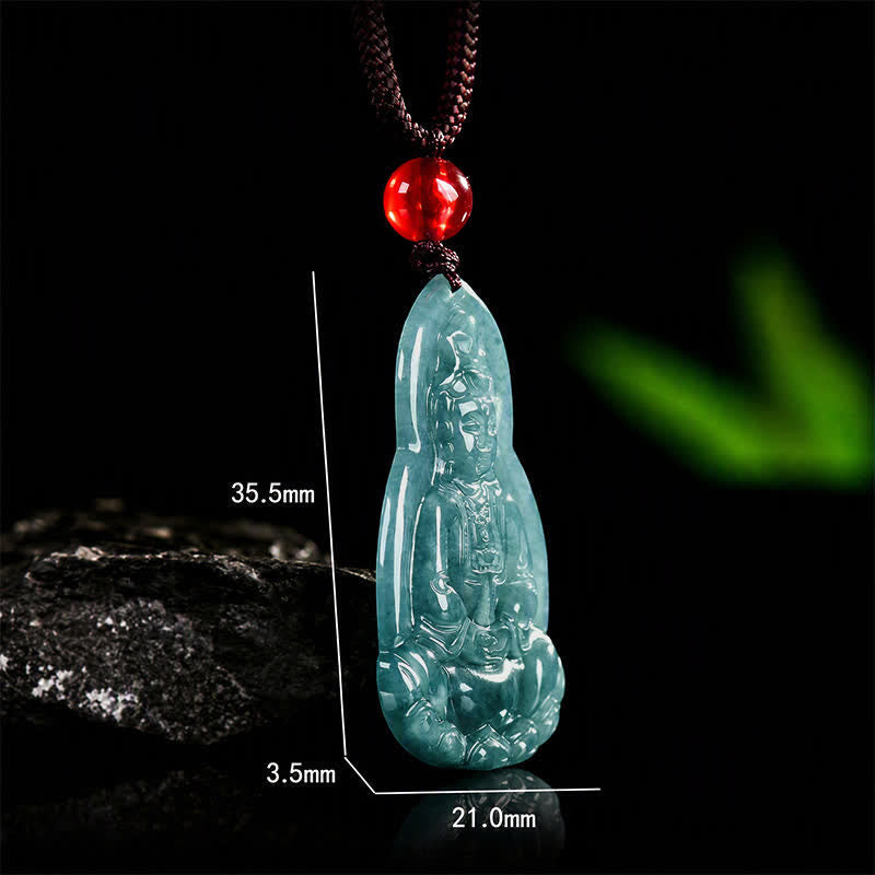 EverestArtstudios Jade Avalokitesvara Carved Luck and Compassion Pendant Necklace