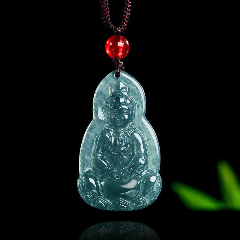EverestArtstudios Jade Avalokitesvara Carved Luck and Compassion Pendant Necklace