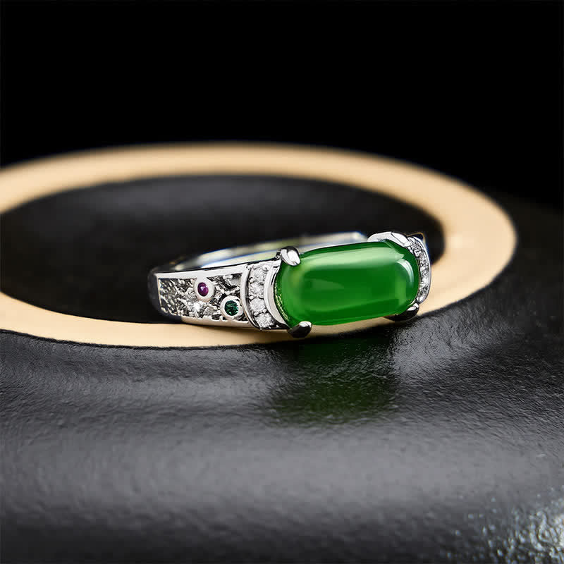 EverestArtstudios Oval Jade Retro Openwork Adjustable Harmony Ring