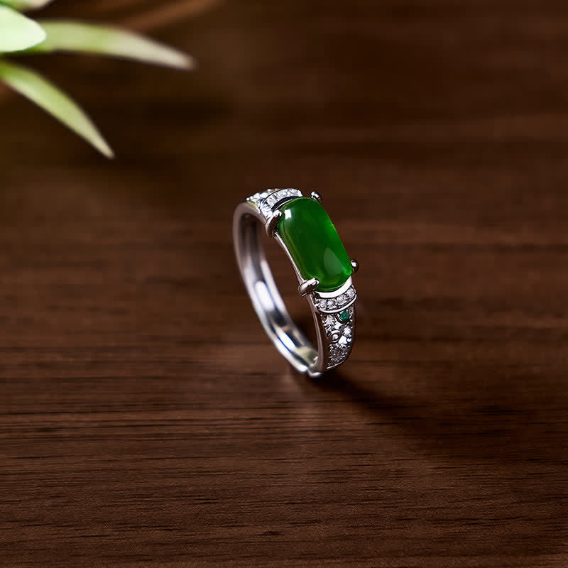 EverestArtstudios Oval Jade Retro Openwork Adjustable Harmony Ring