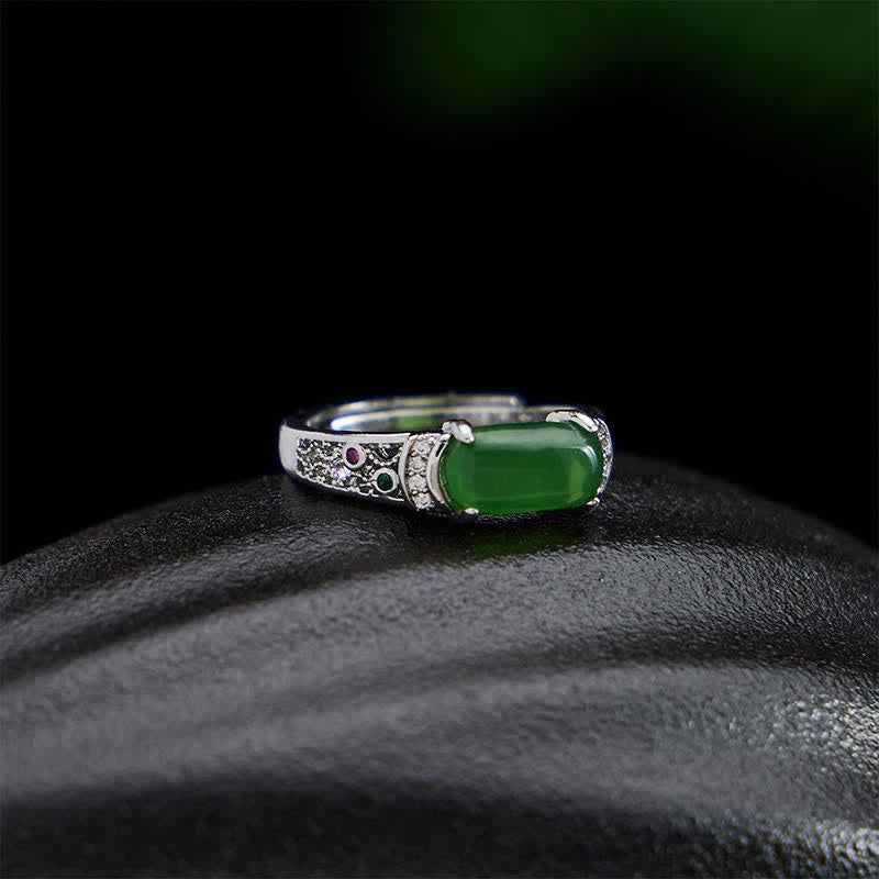 EverestArtstudios Oval Jade Retro Openwork Adjustable Harmony Ring
