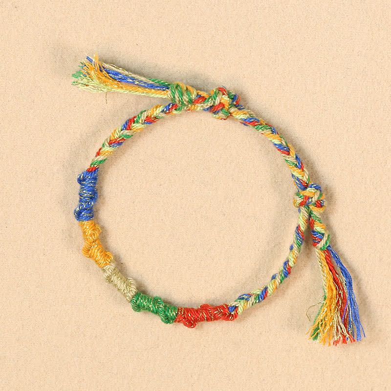 Buddha Stones Multicolor Rope Dragon Good Luck Tibetan Bracelet