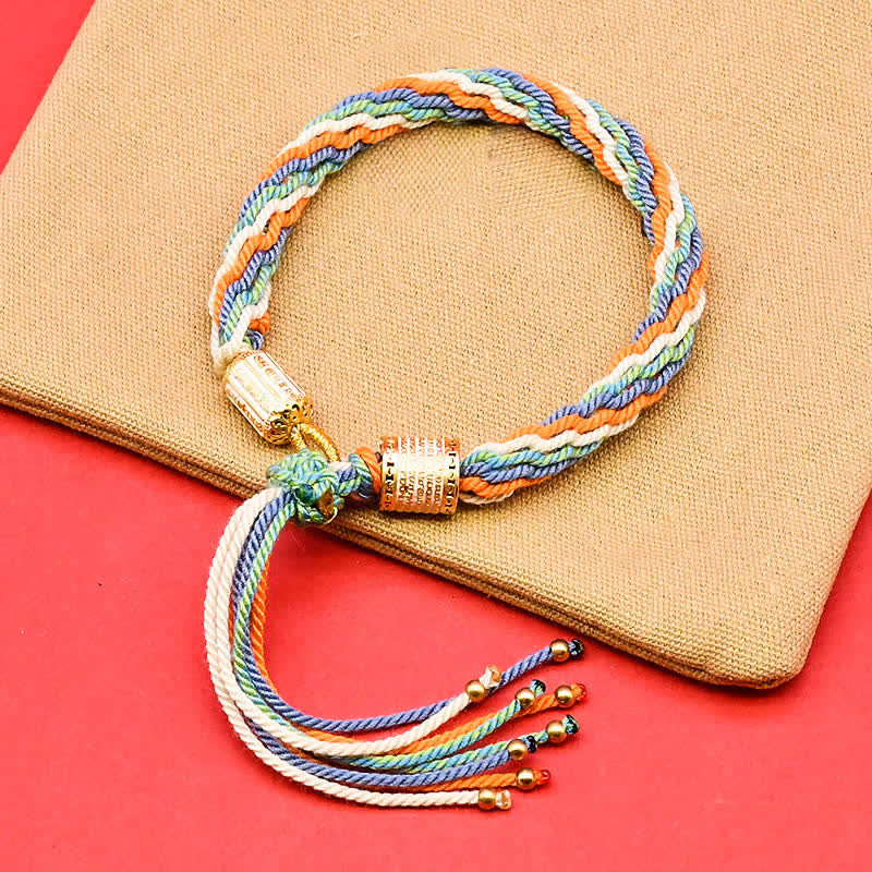 Buddha Stones Tibetan Enamel Colorful Tassel Rope Bracelet