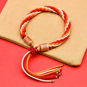 Buddha Stones Tibetan Enamel Colorful Tassel Rope Bracelet