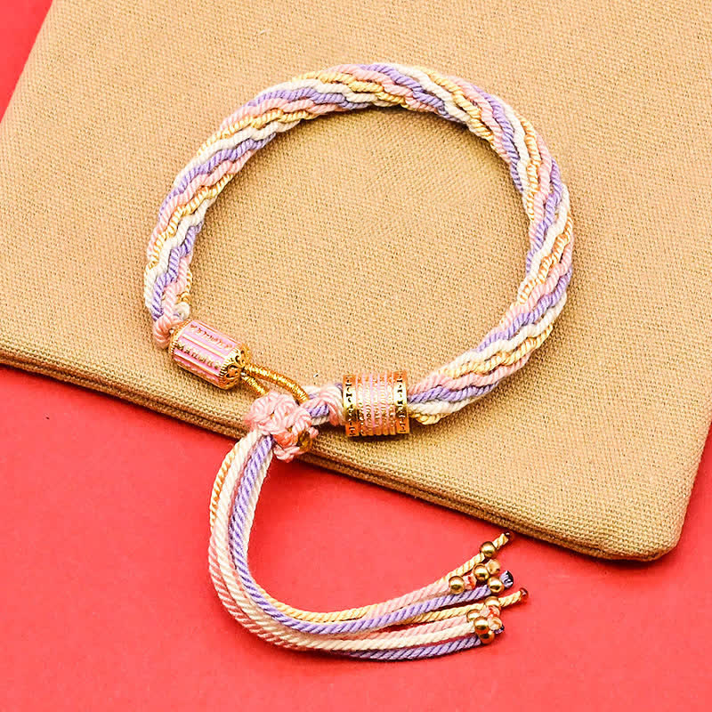 Buddha Stones Tibetan Enamel Colorful Tassel Rope Bracelet
