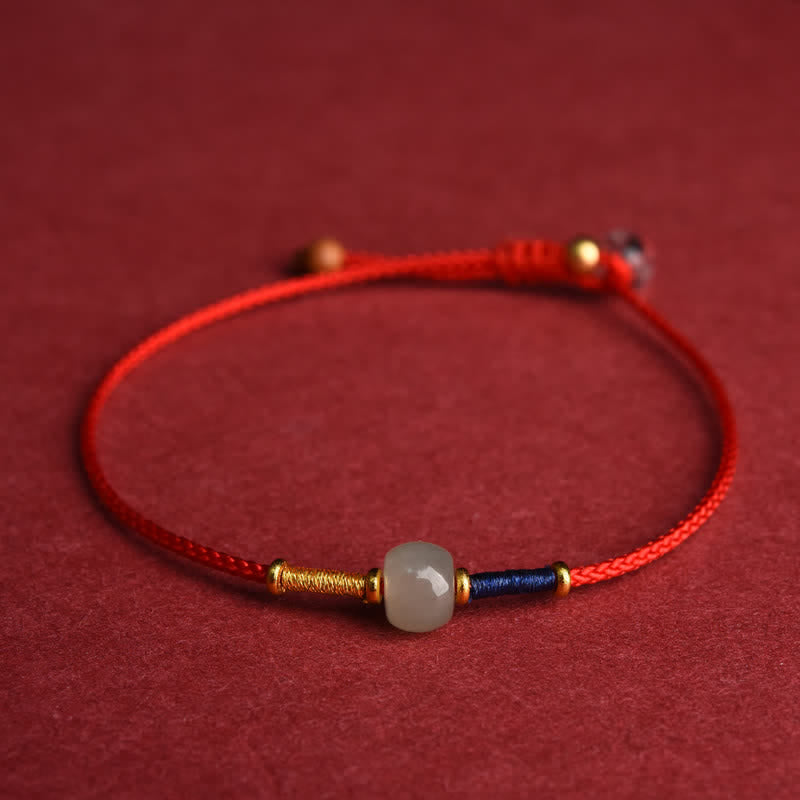 EverestArtstudios Adjustable Jade Round Bead Red String Harmony Bracelet Anklet