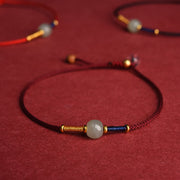 Buddha Stones Adjustable Jade Round Bead Red String Harmony Bracelet Anklet