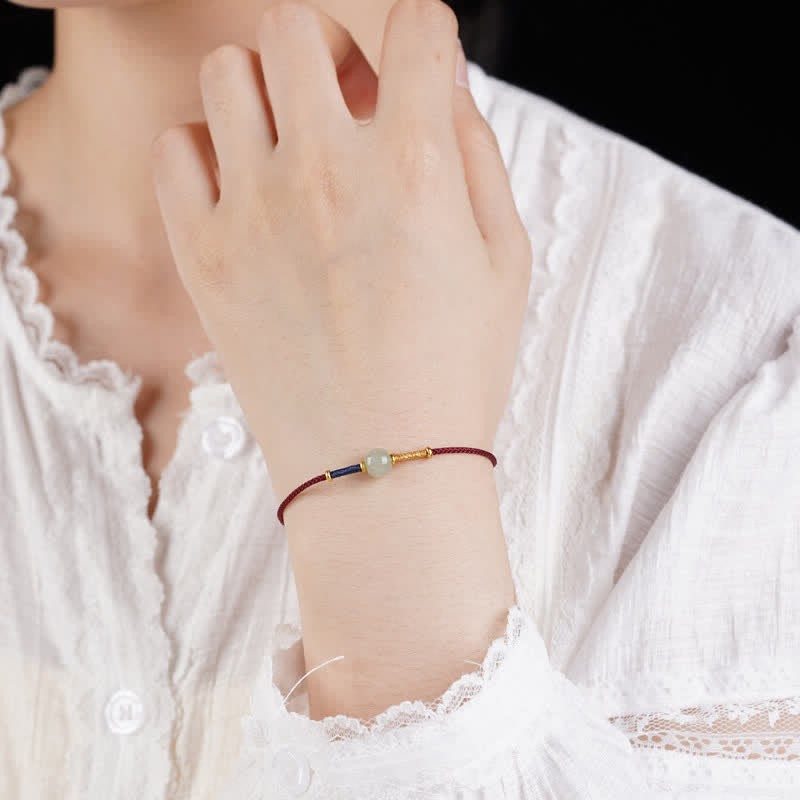 EverestArtstudios Adjustable Jade Round Bead Red String Harmony Bracelet Anklet