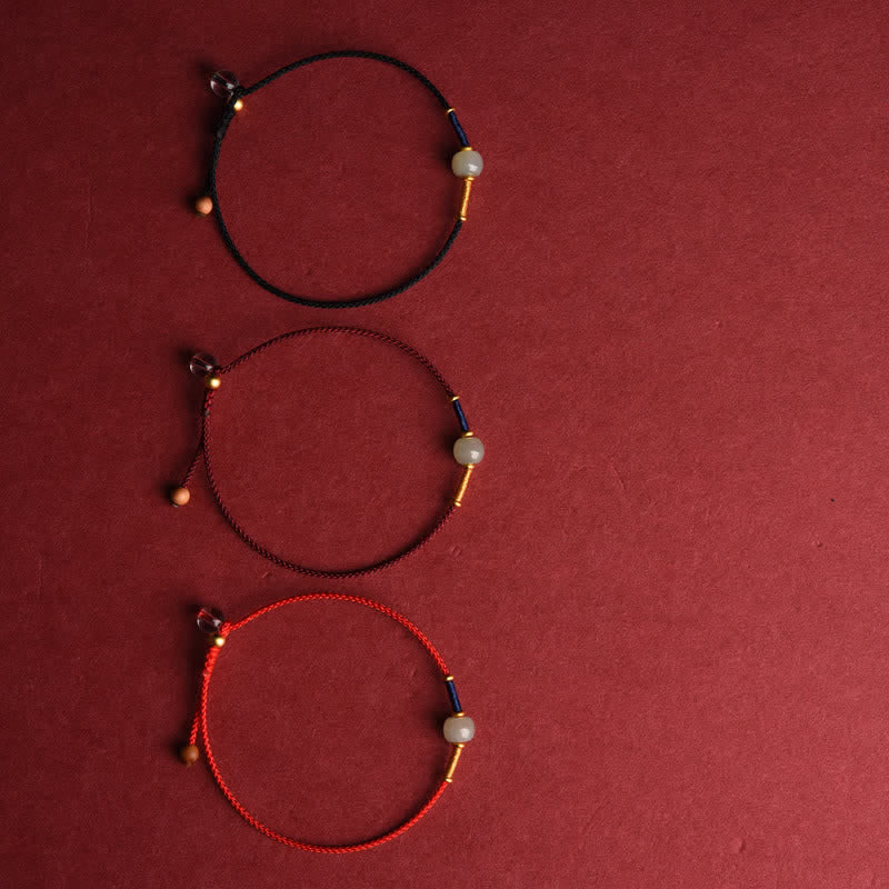 EverestArtstudios Adjustable Jade Round Bead Red String Harmony Bracelet Anklet