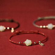 EverestArtstudios Lucky Hetian Cyan Jade Floral Adjustable Cord Protection Bracelet