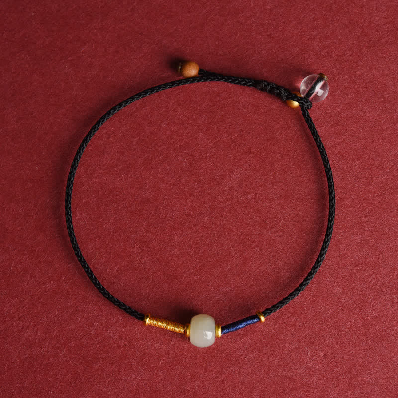 Buddha Stones Adjustable Jade Round Bead Red String Harmony Bracelet Anklet