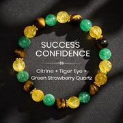 Buddha Stones Citrine Tiger Eye Green Strawberry Quartz Beads Happiness Bracelet