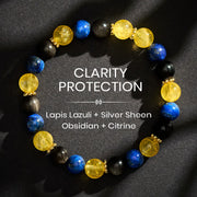 Buddha Stones Lapis Lazuli Silver Sheen Obsidian Citrine Beads Serenity Bracelet