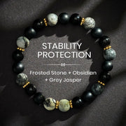 Buddha Stones Frosted Stone Black Obsidian Grey Jasper Beads Activate Bracelet