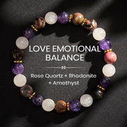Buddha Stones Rose Quartz Rhodonite Amethyst Beads Peace Bracelet