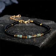 EverestArtStudios Black Onyx and Turquoise Protection Round Bead Bracelet