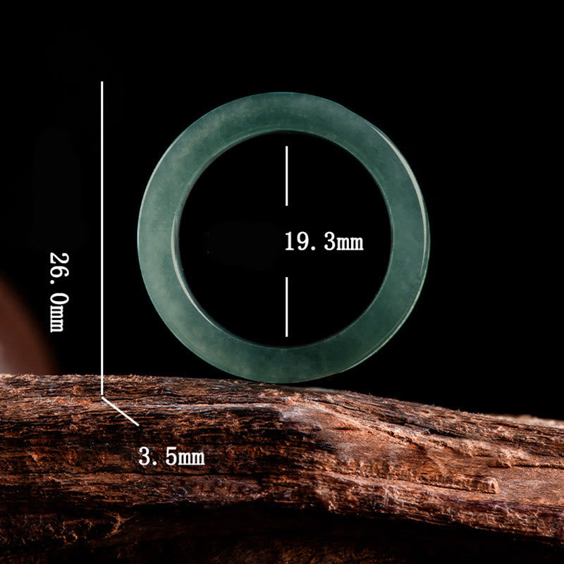 EverestArtstudios Natural Jade Om Mani Padme Hum Carved Prosperity Ring