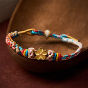 Buddha Stones Hand-Woven Multicolor Peach Blossom Protection Rope Bracelet