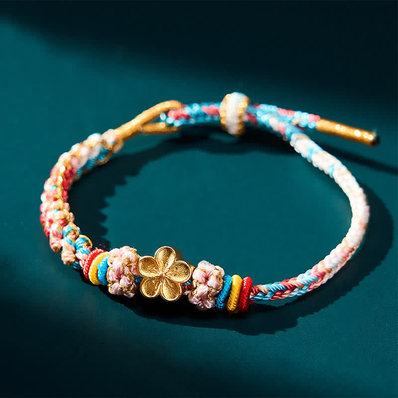 Buddha Stones Hand-Woven Multicolor Peach Blossom Protection Rope Bracelet