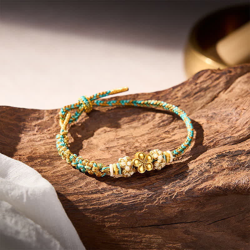 Buddha Stones Hand-Woven Multicolor Peach Blossom Protection Rope Bracelet