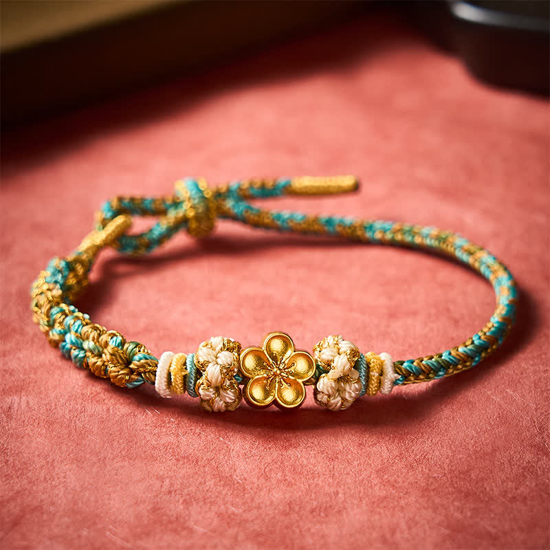 Buddha Stones Hand-Woven Multicolor Peach Blossom Protection Rope Bracelet