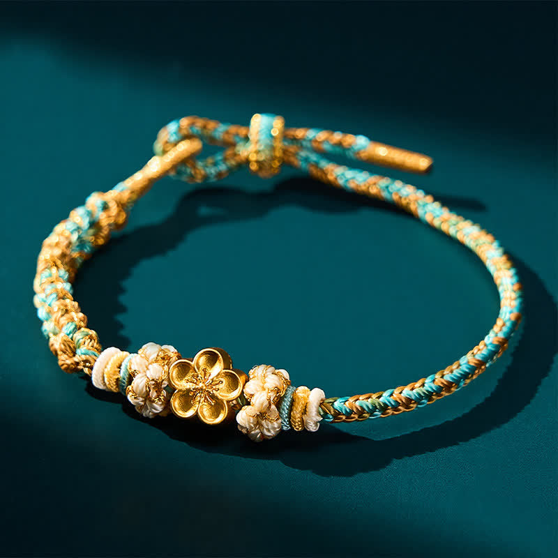 Buddha Stones Hand-Woven Multicolor Peach Blossom Protection Rope Bracelet