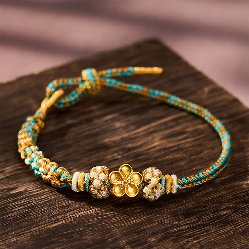 Buddha Stones Hand-Woven Multicolor Peach Blossom Protection Rope Bracelet