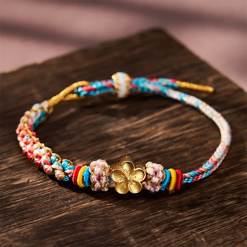 Buddha Stones Hand-Woven Multicolor Peach Blossom Protection Rope Bracelet