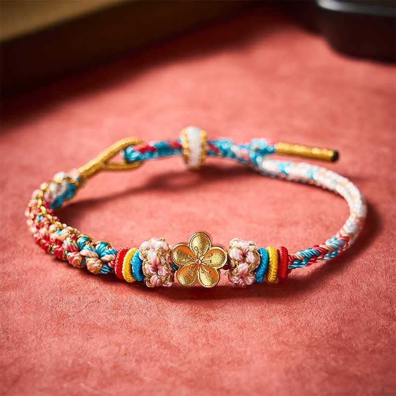 Buddha Stones Hand-Woven Multicolor Peach Blossom Protection Rope Bracelet