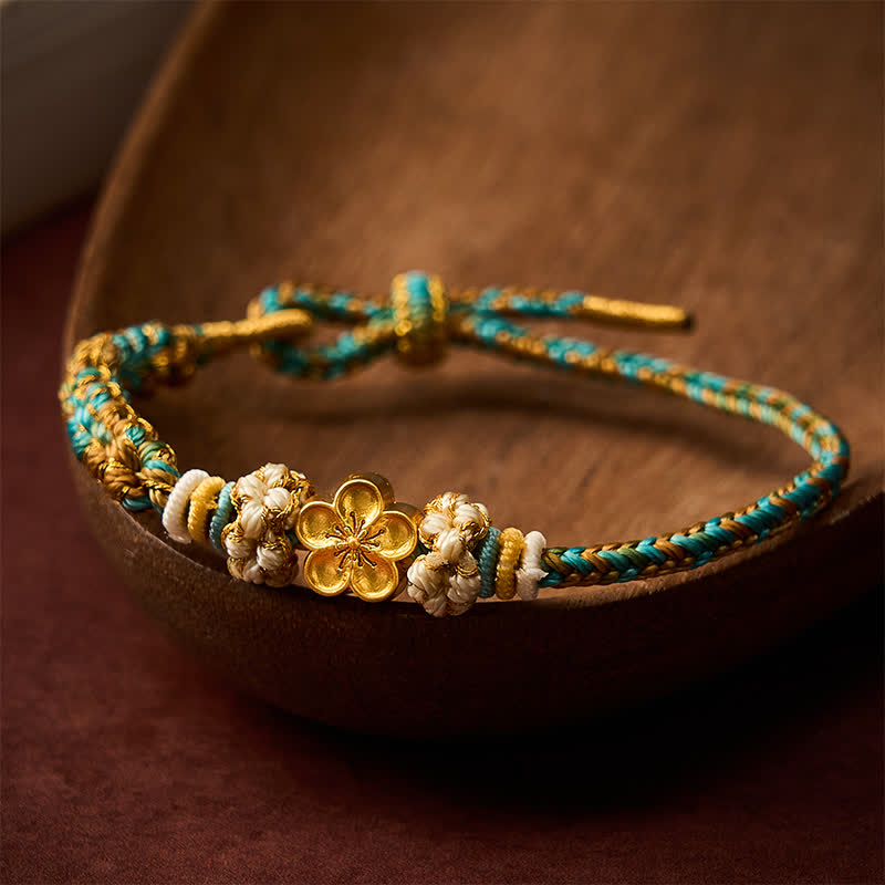 Buddha Stones Hand-Woven Multicolor Peach Blossom Protection Rope Bracelet