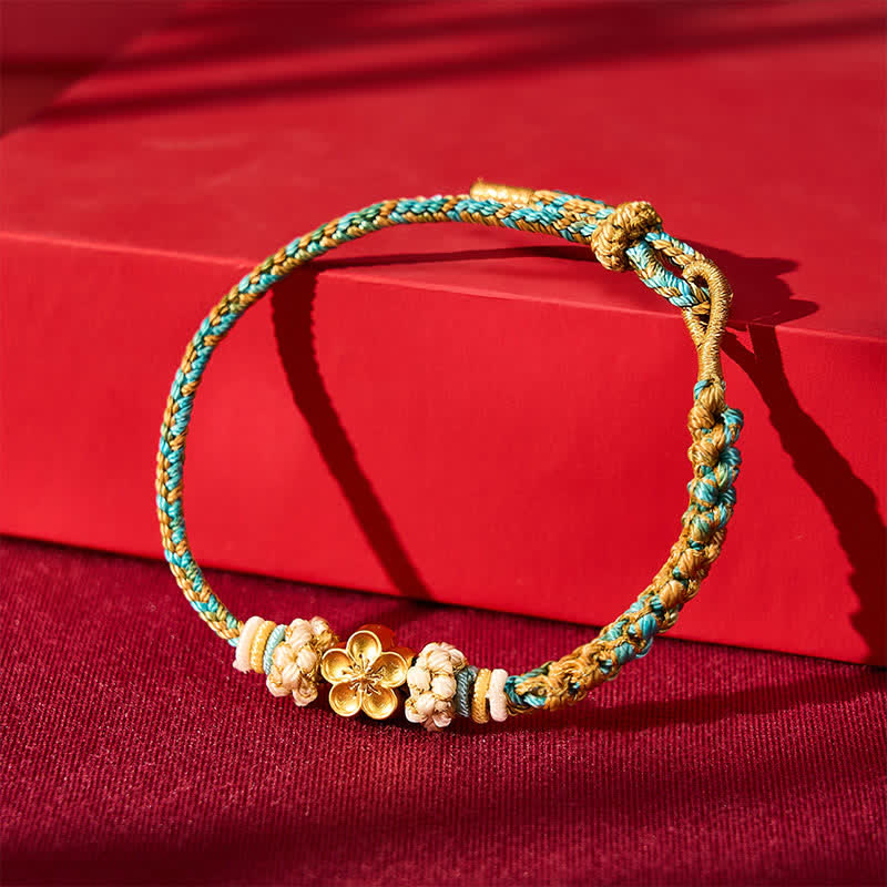 Buddha Stones Hand-Woven Multicolor Peach Blossom Protection Rope Bracelet