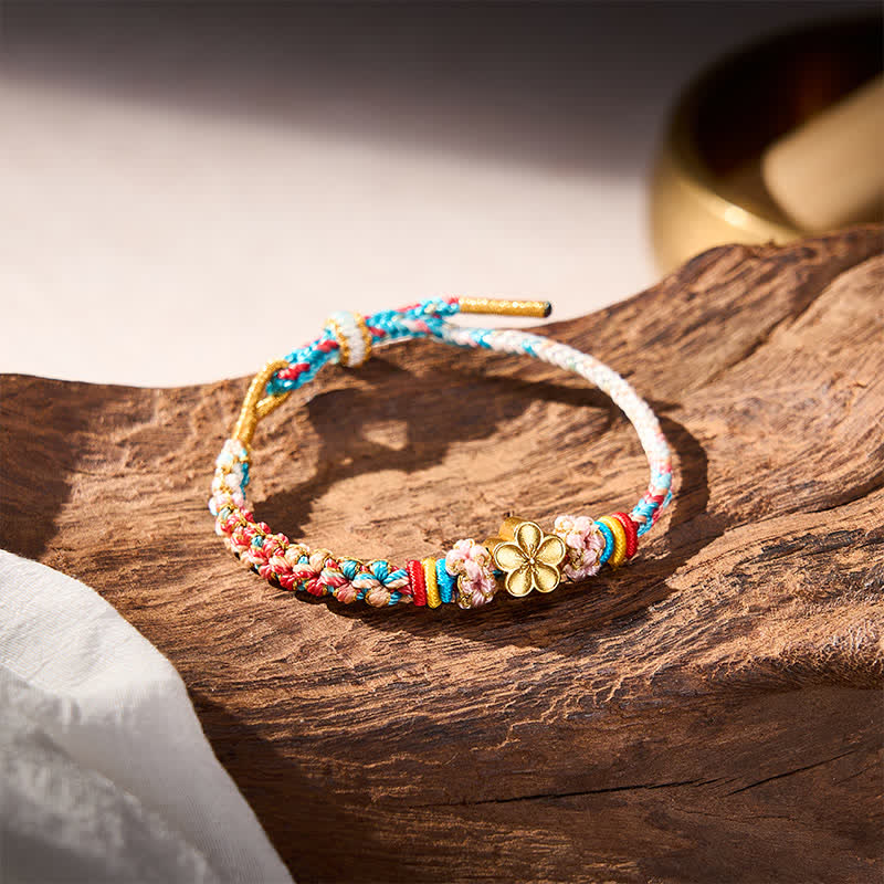 Buddha Stones Hand-Woven Multicolor Peach Blossom Protection Rope Bracelet