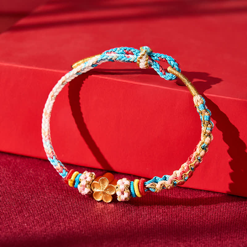 Buddha Stones Hand-Woven Multicolor Peach Blossom Protection Rope Bracelet